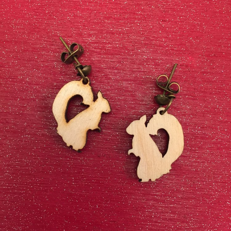 Wooden animal earrings
