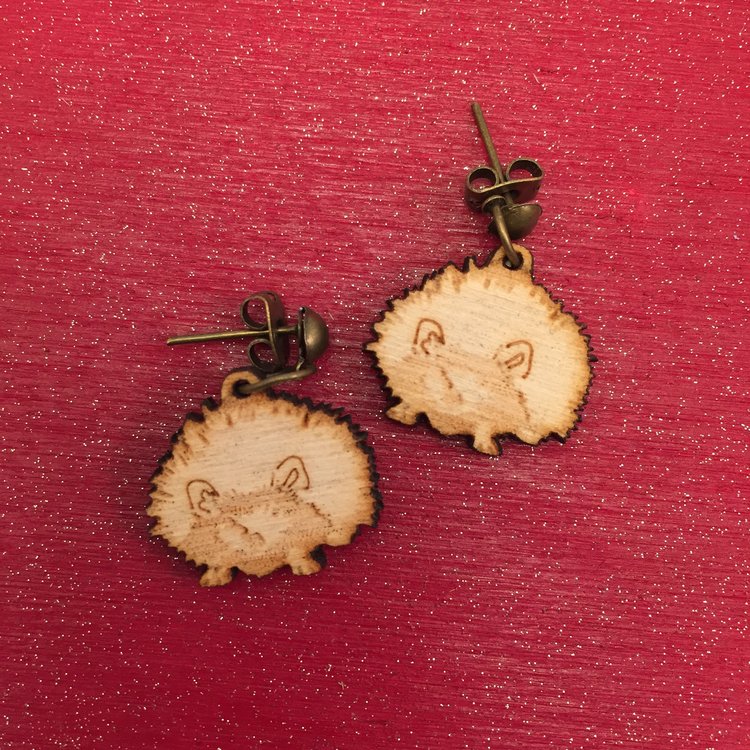 Wooden animal earrings