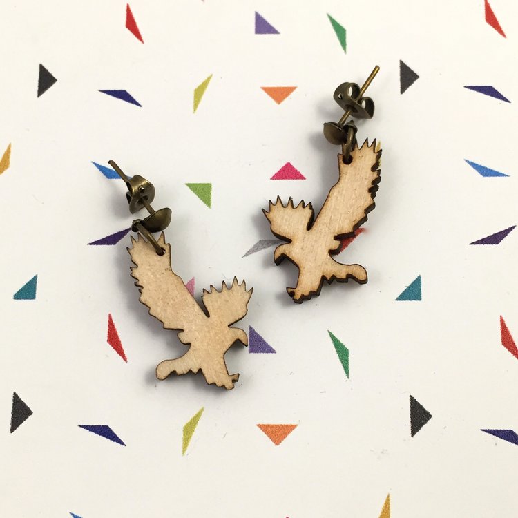 Wooden animal earrings