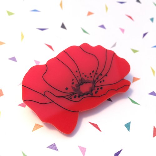 Red poppy brooch
