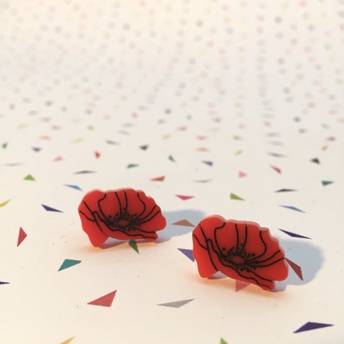 Red poppy earrings