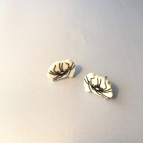 White poppy peace earrings