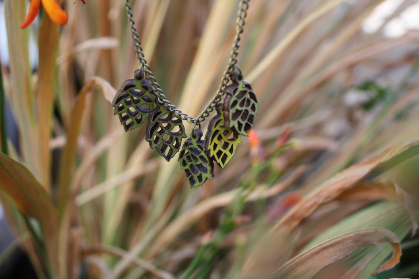 Hop Flower Charm Necklace