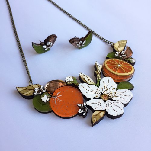 "St Clements" orange blossom statement necklace