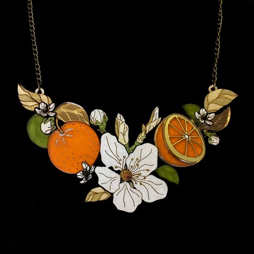 "St Clements" orange blossom statement necklace