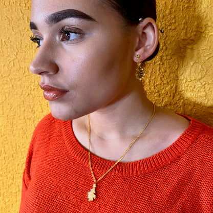Oak Leaf Earrings & Necklace Set