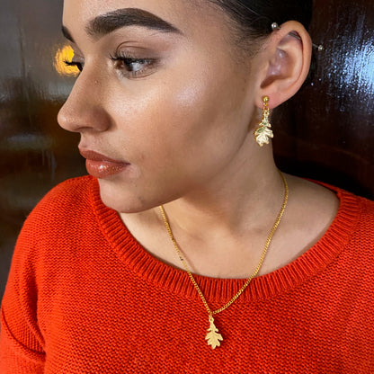 Oak Leaf Earrings & Necklace Set