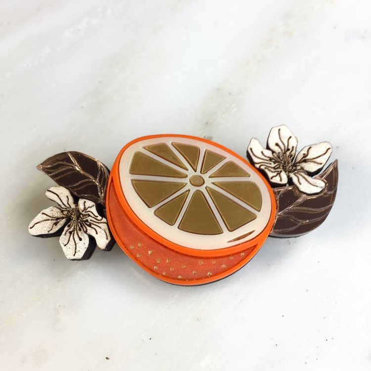 St Clements oranges or lemons brooch