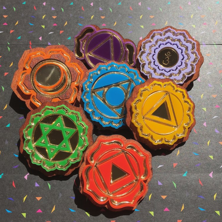 Chakra sacred geometry brooch