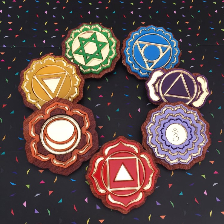 Chakra sacred geometry brooch