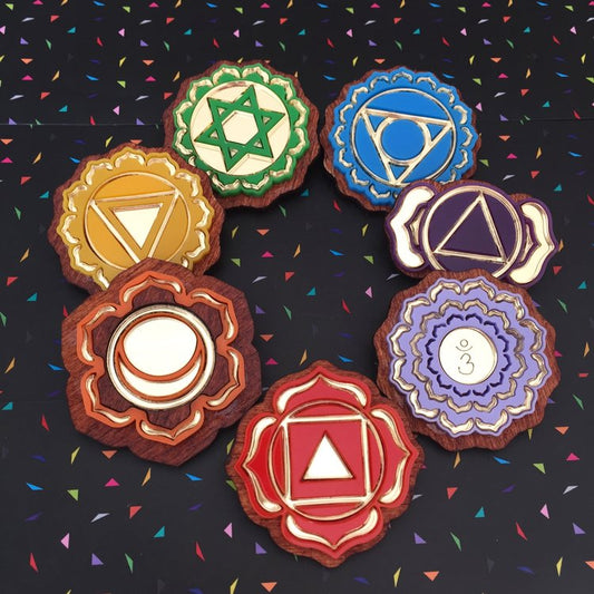 Chakra sacred geometry brooch