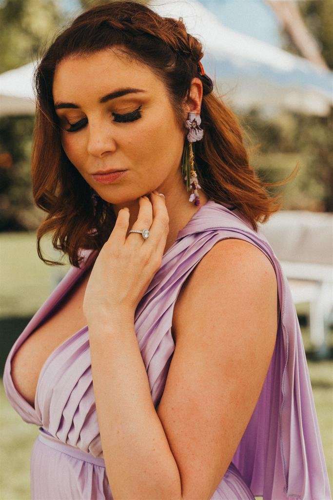 Lavender statement earrings