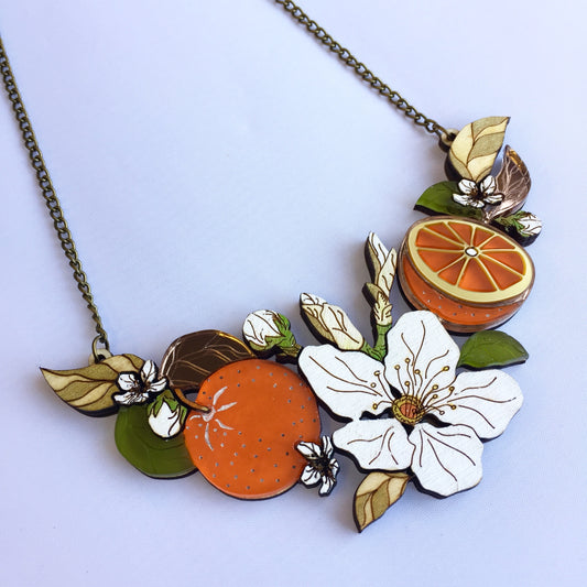 "St Clements" orange blossom statement necklace