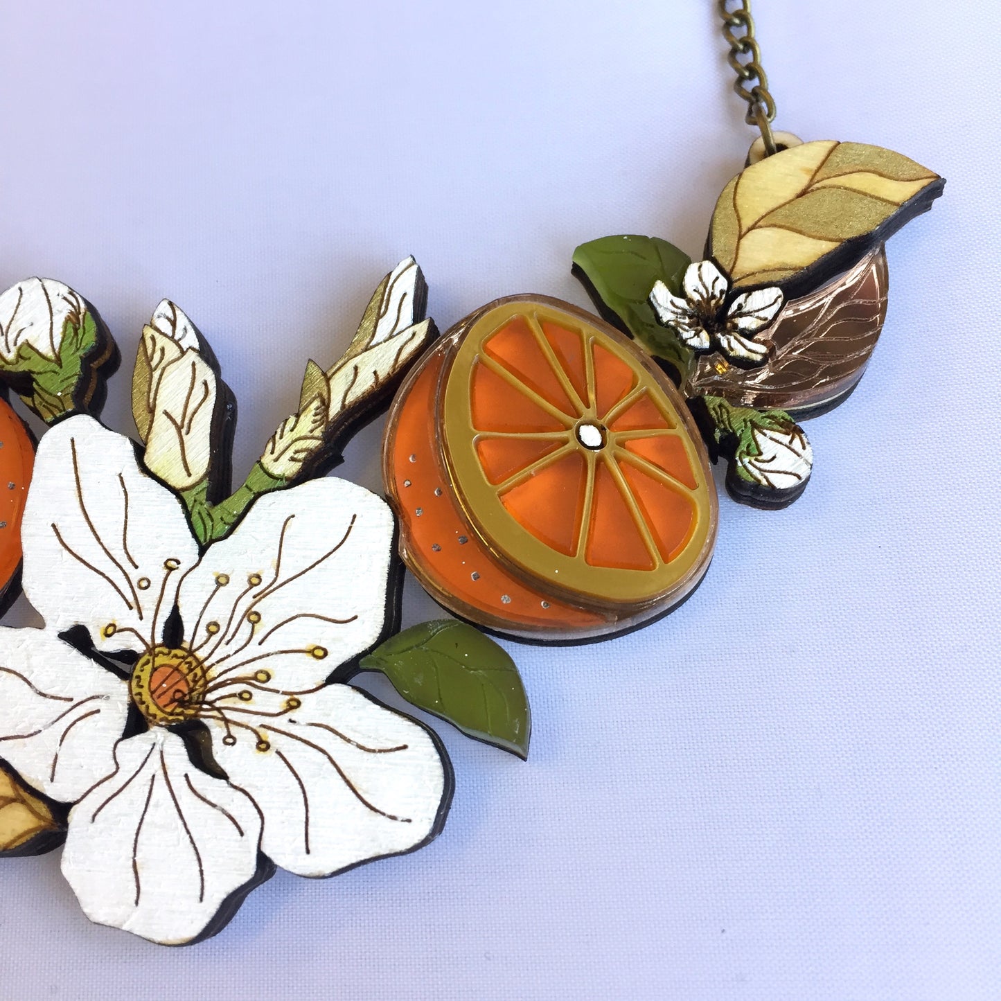 "St Clements" orange blossom statement necklace