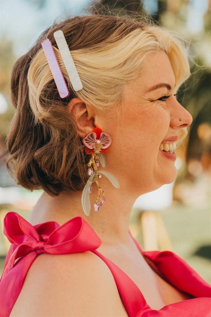 Orchid statement earrings