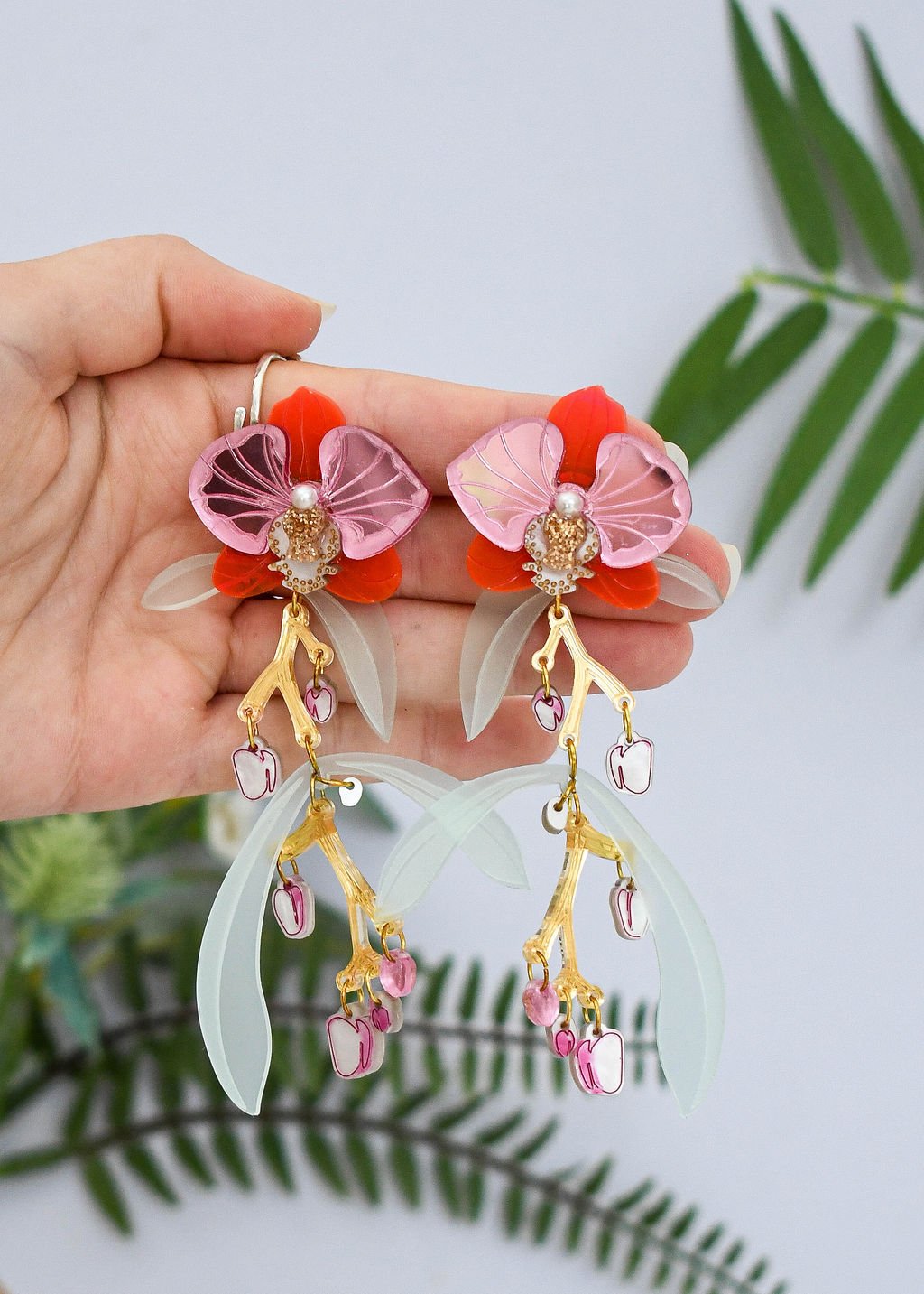 Orchid statement earrings
