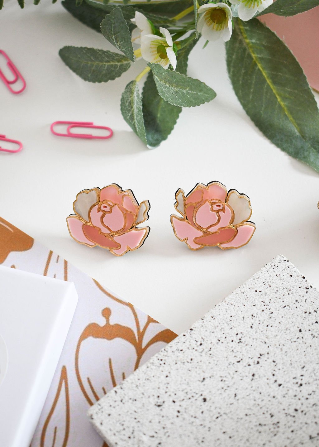 Peony statement earrings