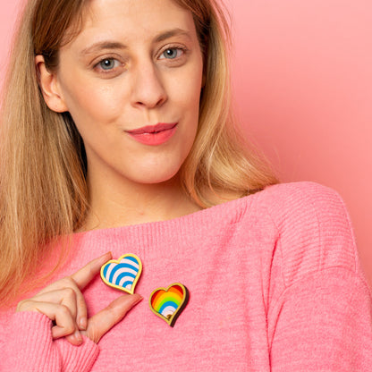 Rainbow heart/ Trans heart brooch