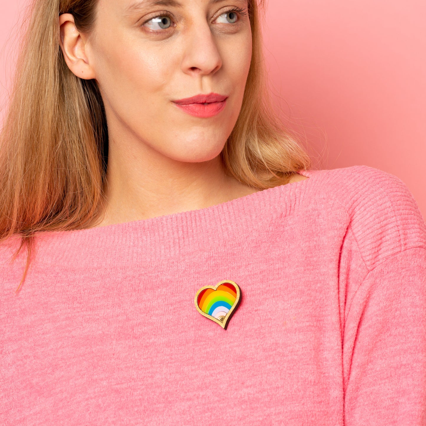 Rainbow heart/ Trans heart brooch