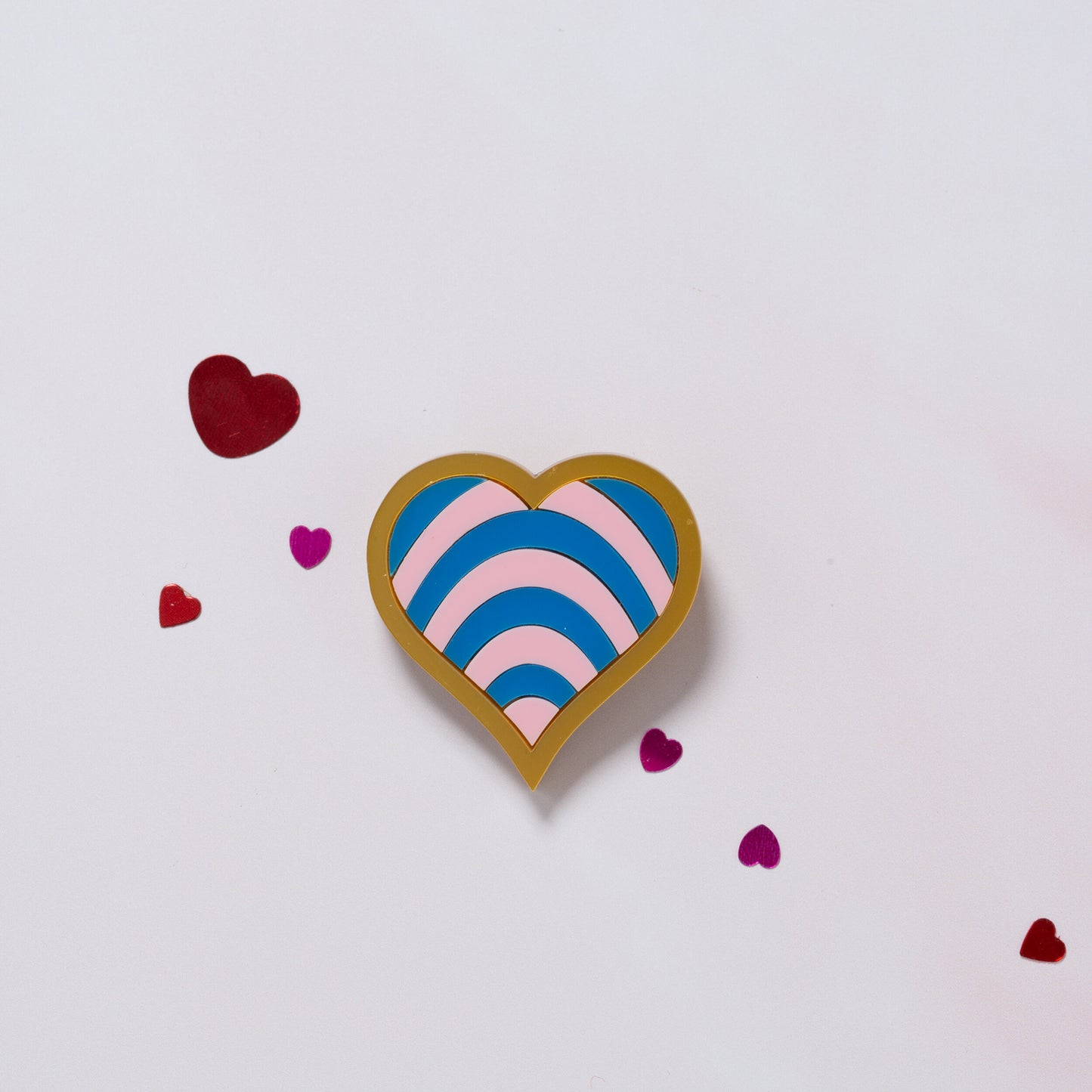 Rainbow heart/ Trans heart brooch