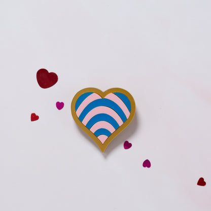 Rainbow heart/ Trans heart brooch