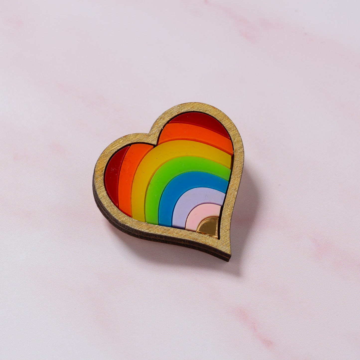 Rainbow heart/ Trans heart brooch