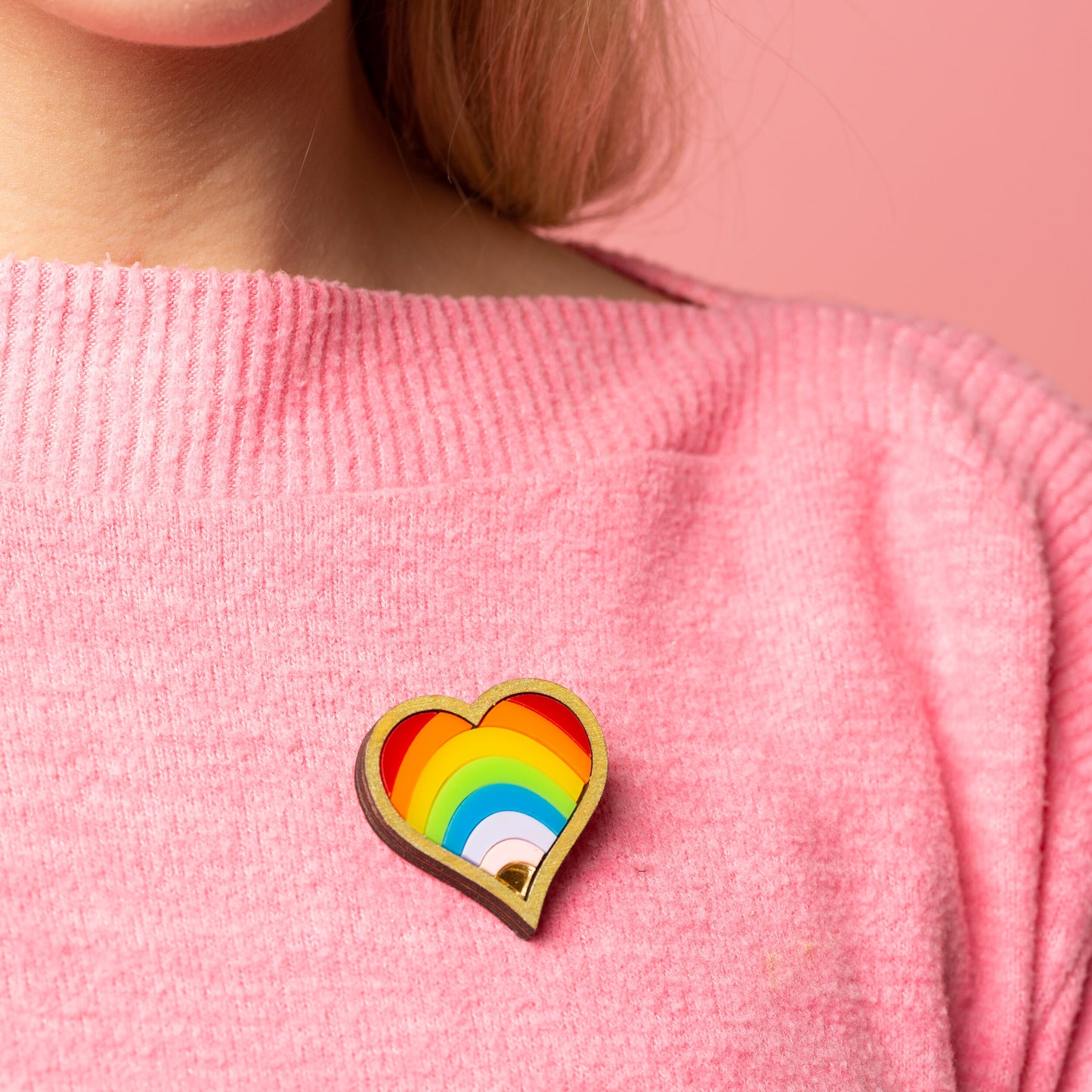 Rainbow heart/ Trans heart brooch