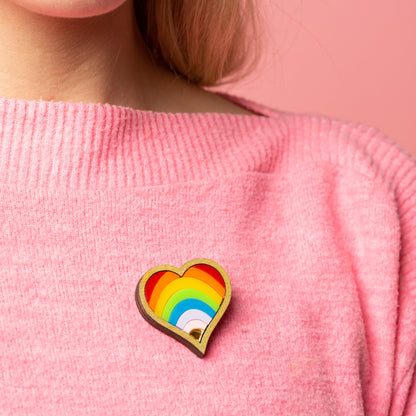 Rainbow heart/ Trans heart brooch