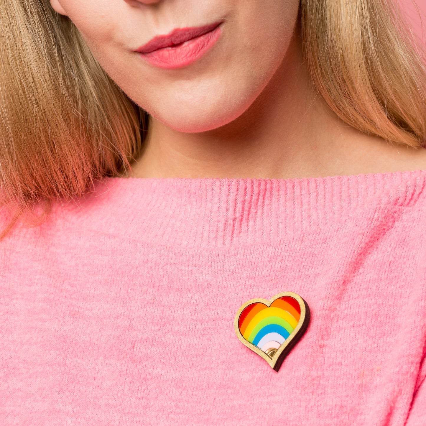 Rainbow heart/ Trans heart brooch