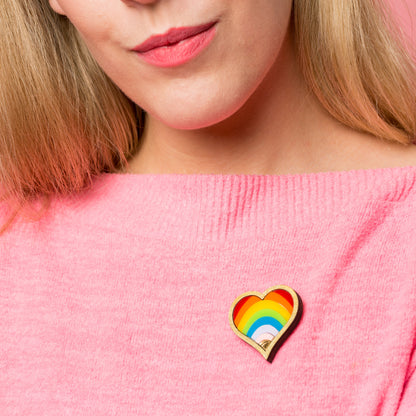Rainbow heart/ Trans heart brooch