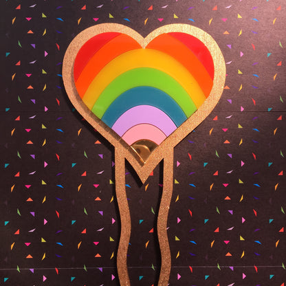 Rainbow heart hair comb