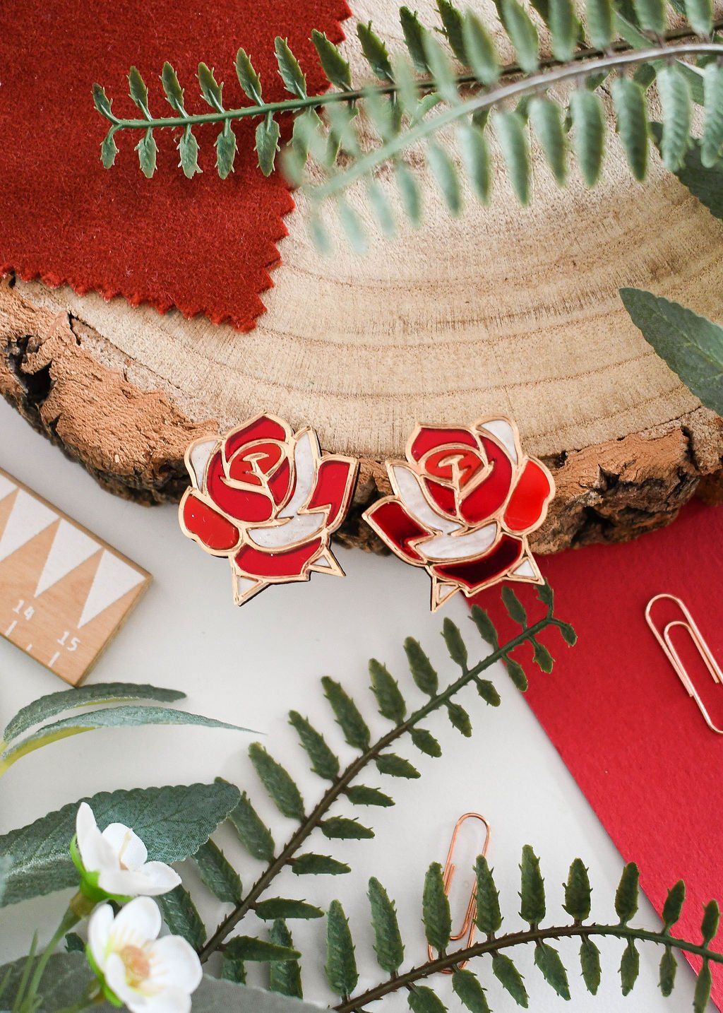 Rose statement earrings