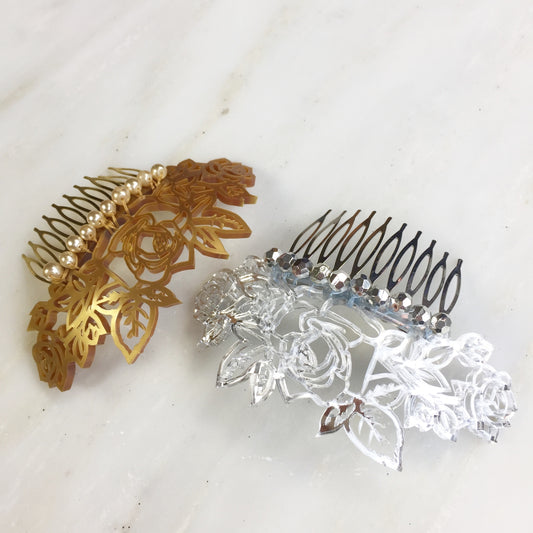 Roses & Ribbons hair comb