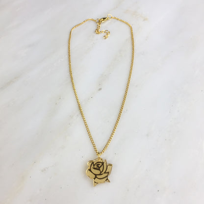 Roses & Ribbons single rose necklace