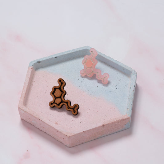 Serotonin molecule pin badge: 'Happiness chemical'