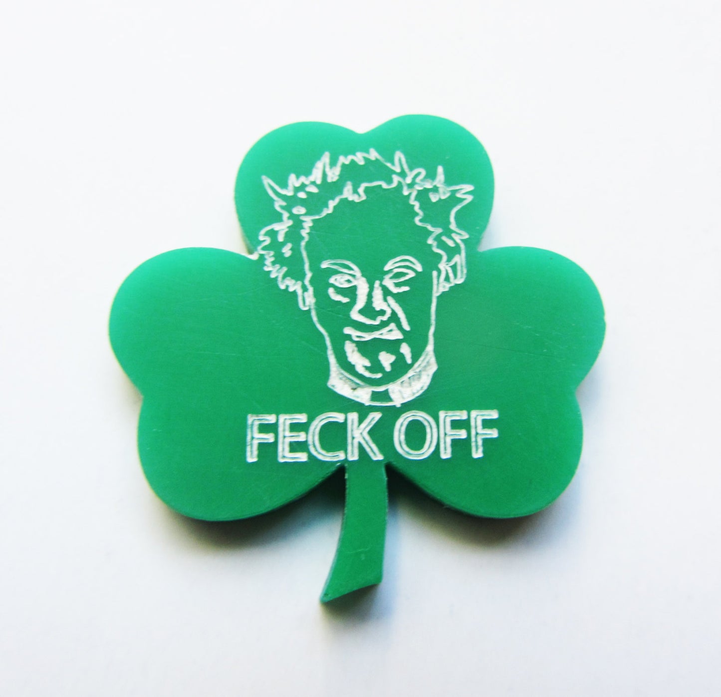 St Patricks day Father Jack shamrock pin badge