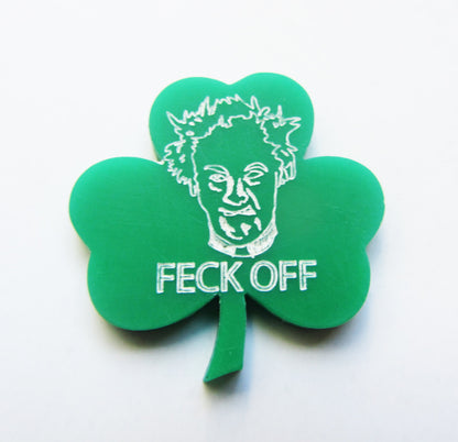 St Patricks day Father Jack shamrock pin badge