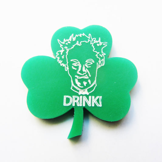 St Patricks day Father Jack shamrock pin badge