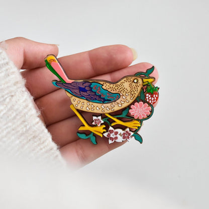 Strawberry Thief brooch