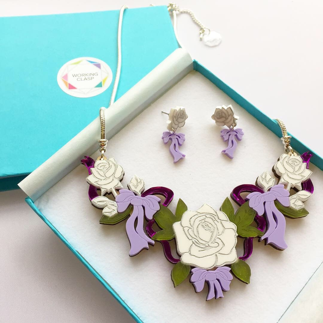 Suffragette edition Roses & Ribbons necklace *LIMITED EDITION*