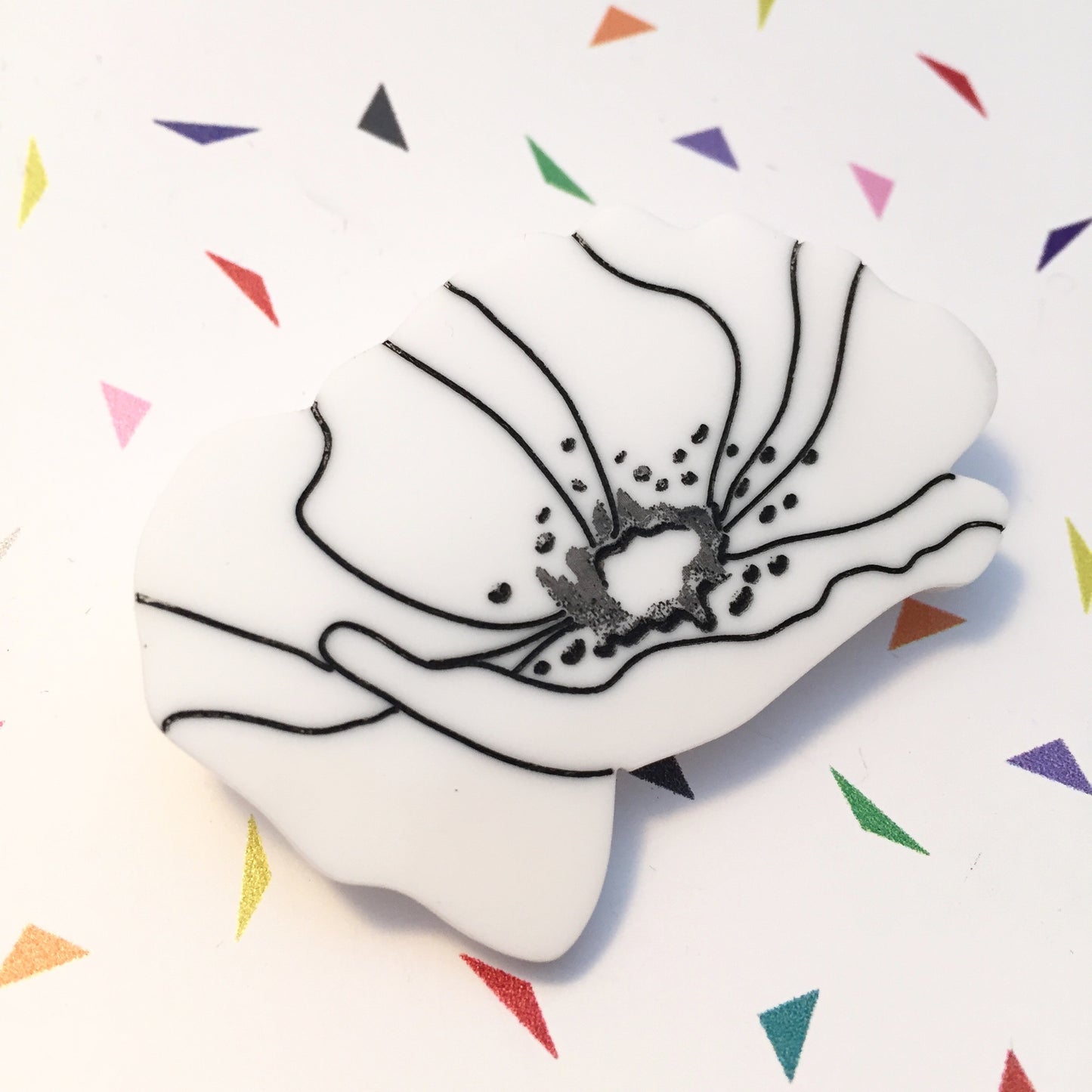 White peace poppy brooch