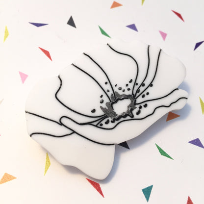 White peace poppy brooch