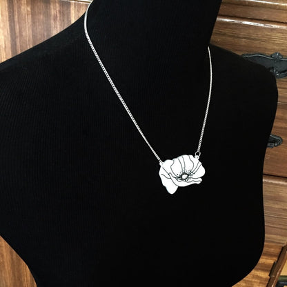 White Peace Poppy Necklace