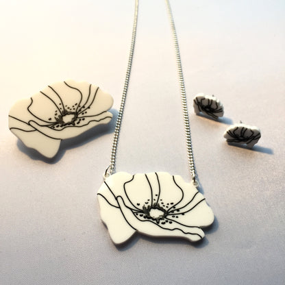 White Peace Poppy Necklace