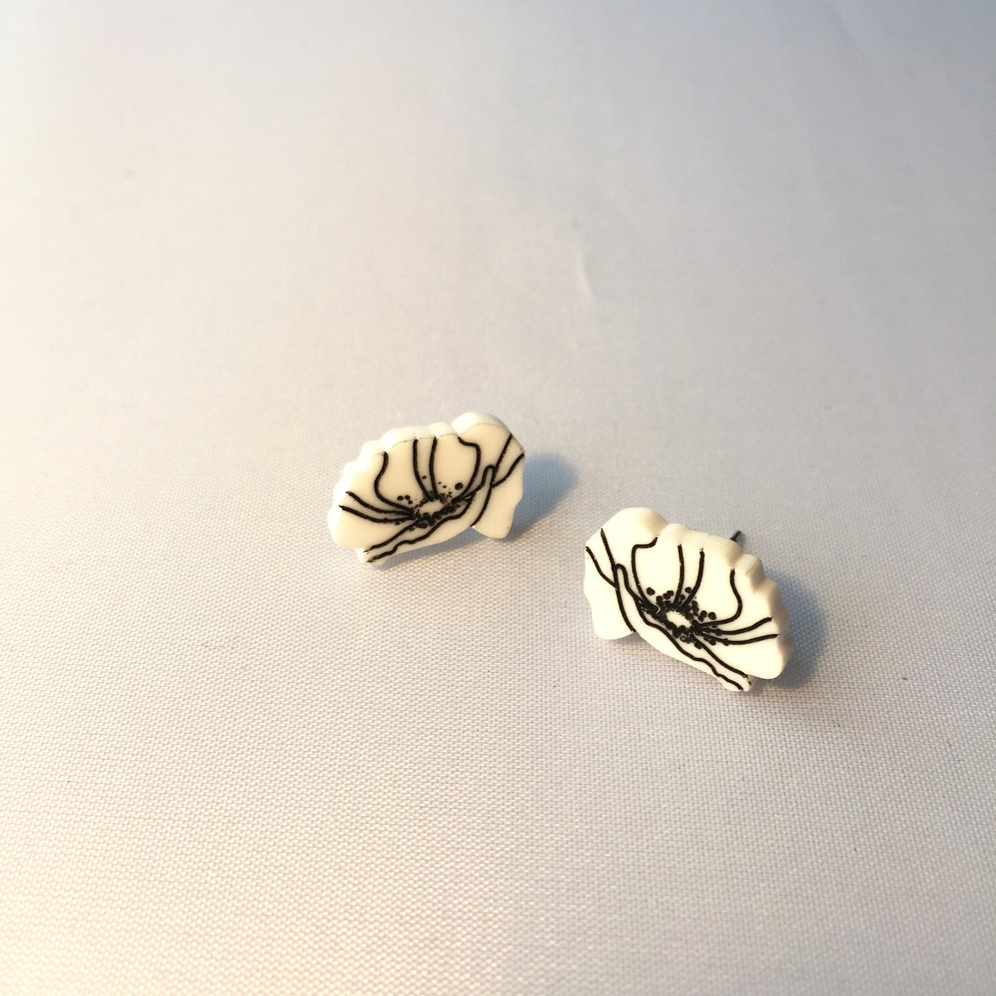 White poppy peace earrings