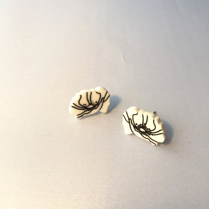 White poppy peace earrings