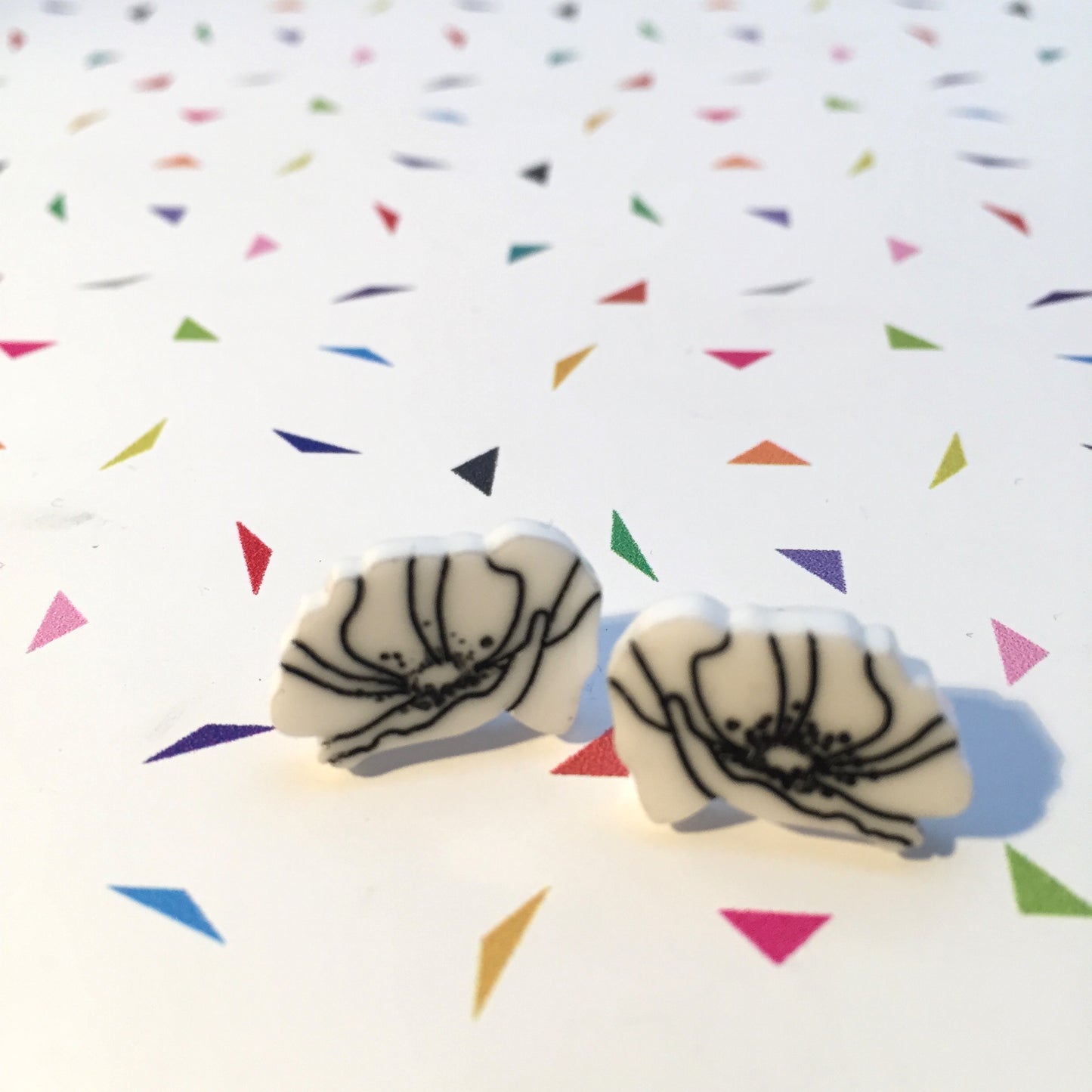 White poppy peace earrings