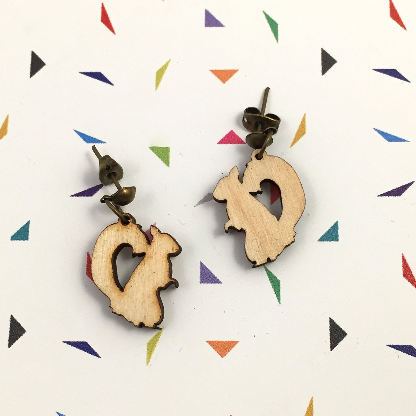 Wooden animal earrings