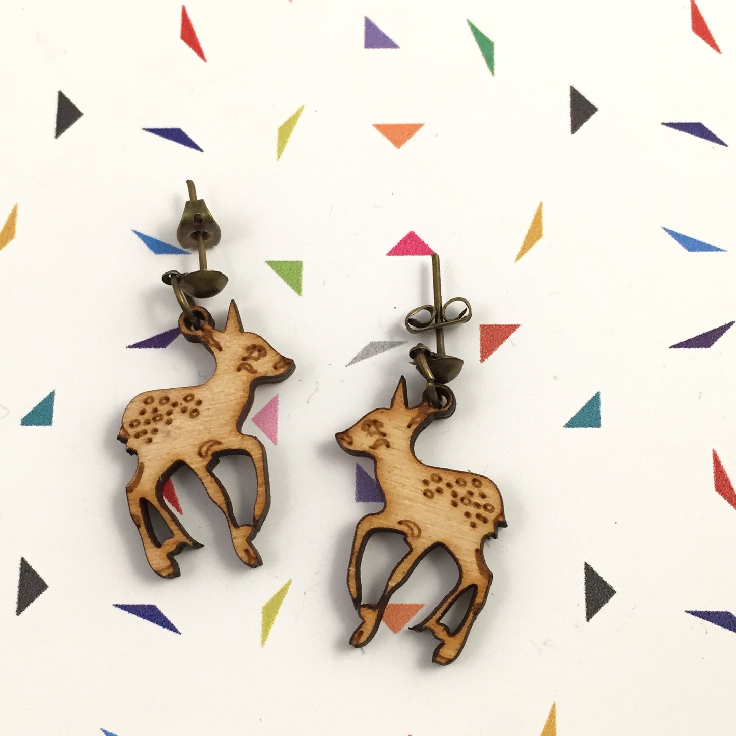 Wooden animal earrings