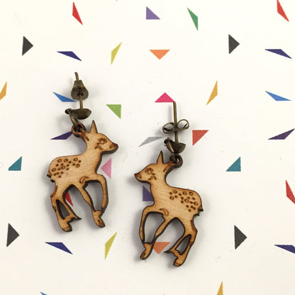Wooden animal earrings